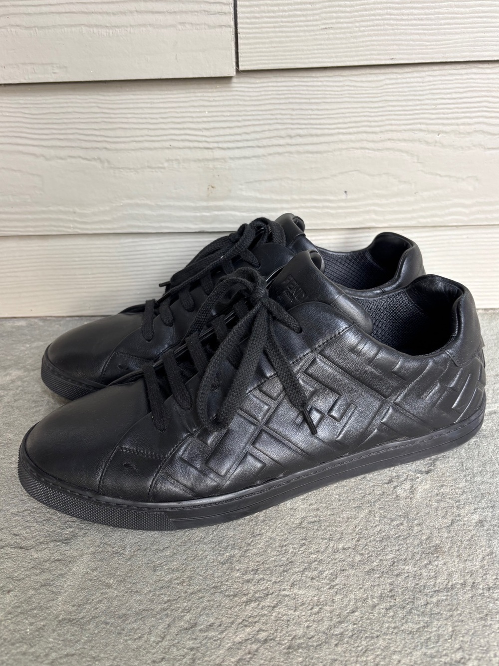 Fendi FF Zucca Logo Embossed Black Runway Sneakers